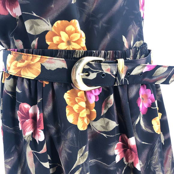 Maggie Sweet Womens Vintage Matching Outfit Floral Blouse and Belted Skirt - Picture 6 of 8